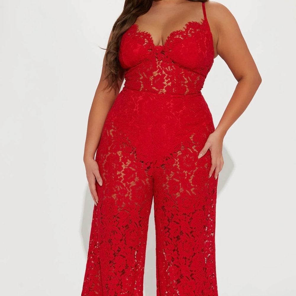 Red Lace Jumpsuit